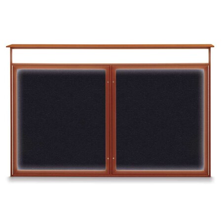 United Visual Products 96"x48" 2-Door Enclosed Outdoor Letterboard, Grey Felt/Black UV1161DDD9648PLUS-BLACK-GREY